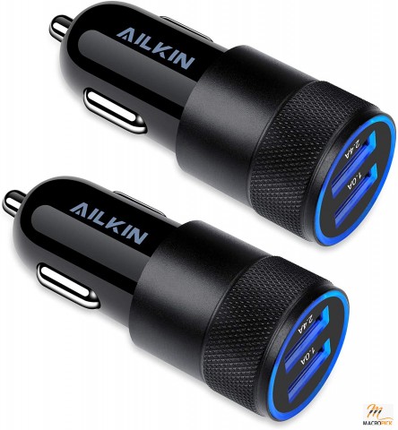 Fast Charge Dual Port Car Charger [2Pack/3.4a] USB Cargador Carro Lighter Adapter for iPhone 15 to 11, iPad, Samsung Galaxy S23 to S9, Note 8