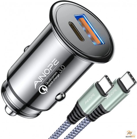 67.5W USB C Car Charger for iPhone 15 Pro Max, Samsung Galaxy S23 - Compact, All Metal, Smaller and Safer Design