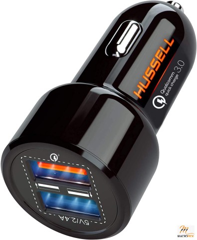 Car Charger Adapter - 3.0 Portable USB w/Fast Charge Technology & Dual Ports - Compatible w/Apple iPhone, Android, Tablet or Other USB Device