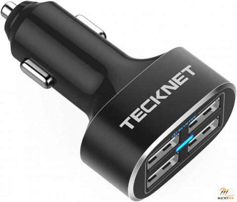 Mini Aluminum Alloy 24W Dual USB Car Charger, PowerDrive 2 Alloy Car Adapter with Blue LED - Not Compatible with Quick Charge