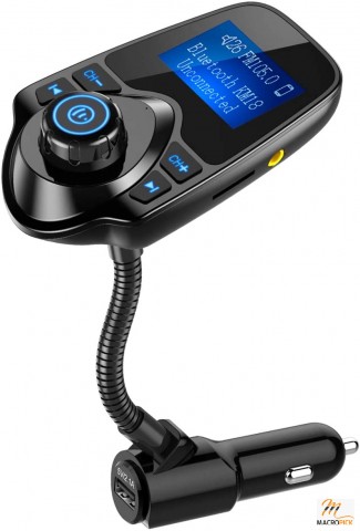 Wireless In-Car Bluetooth FM Transmitter Radio Adapter Car Kit W 1.44 Inch Display Supports TF/SD Card and USB Car Charger for All Smartphones Audio Players