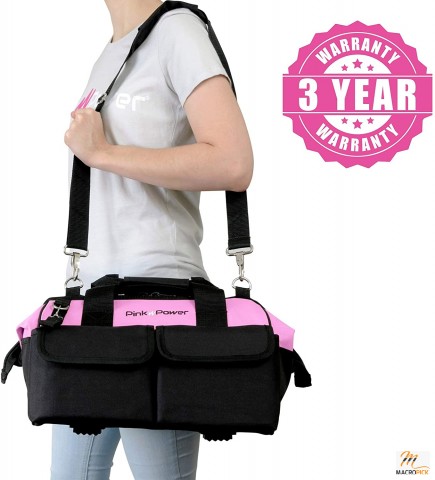 16” Tool Bag for Women with 22 Storage Pockets and Shoulder Strap