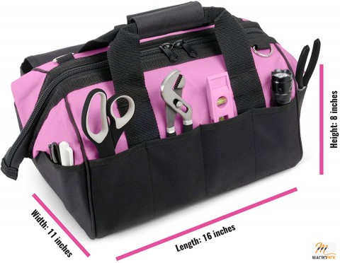 16” Tool Bag for Women with 22 Storage Pockets and Shoulder Strap
