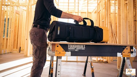 30" Massive Mouth Tool Bag - 65 Pockets & Loops, Padded Shoulder Strap, Heavy-duty Steel Reinforced Handles