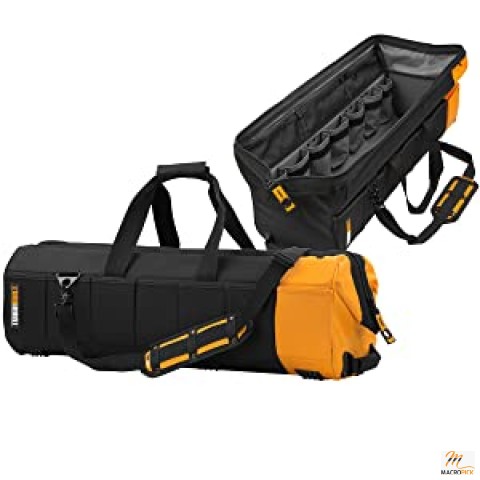 30" Massive Mouth Tool Bag - 65 Pockets & Loops, Padded Shoulder Strap, Heavy-duty Steel Reinforced Handles