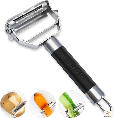 Dual Julienne & Vegetable Peeler: Non-slip Handle, Apple & Potato Peeler, Orange Peeler, Zoodles Maker - Y Peeler for Creating Delicious Veggie Noodles