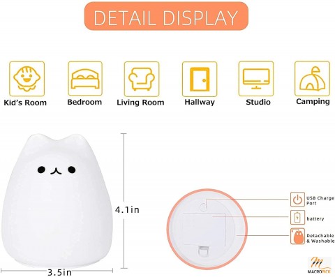 Adorable Cat Lamp: Silicone Kitty Night Light for Kids, Teens, and Cat Lovers - Perfect Gift for Birthdays and Christmas.
