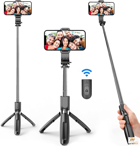 Selfie Stick Tripod Handheld with Detachable wireless remote and Mini Tripod Stand